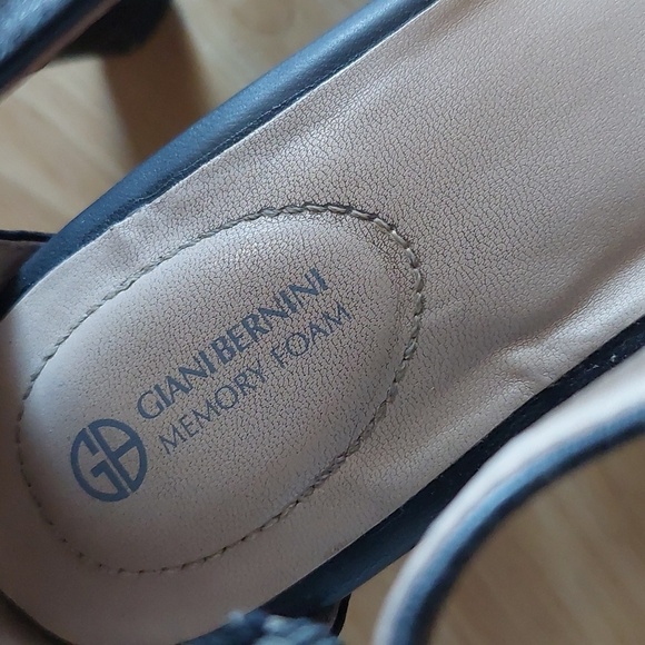 Black Butter Soft Leather Peep Toe Block Heels Giani BERNINI MEMORY FOAM 8 - Picture 2 of 6